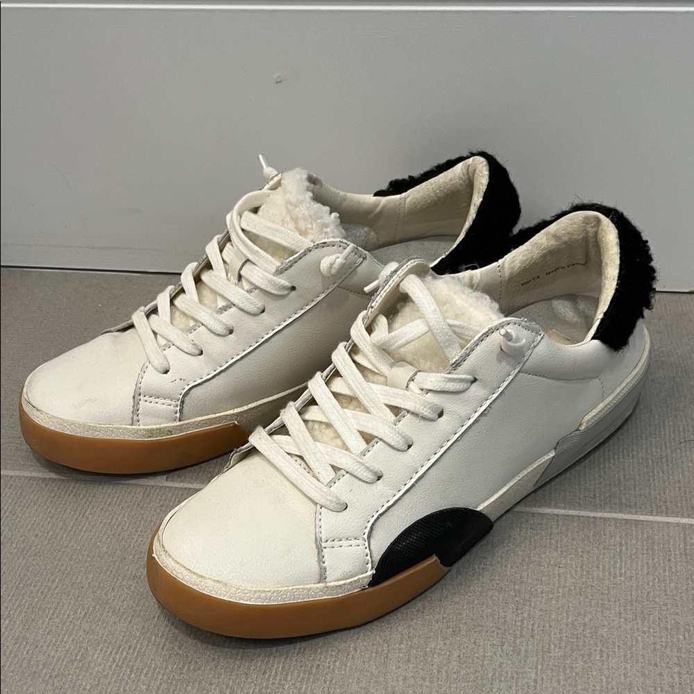 Dolce Vita White and Black Sneakers with Tan Soles